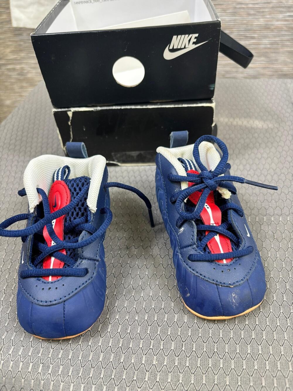 Nike Lil' Posite Pro Shoes Toddler Size 4C Blue Red Lace Up 643145-405 Sneakers